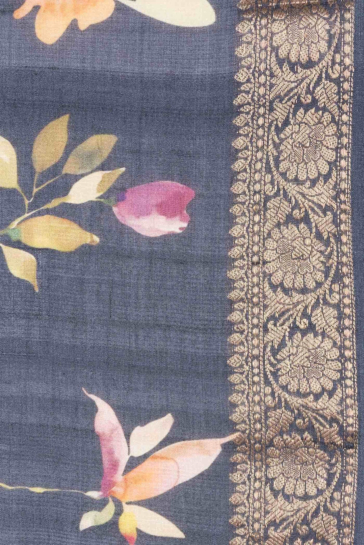 Black Tussar Silk Saree