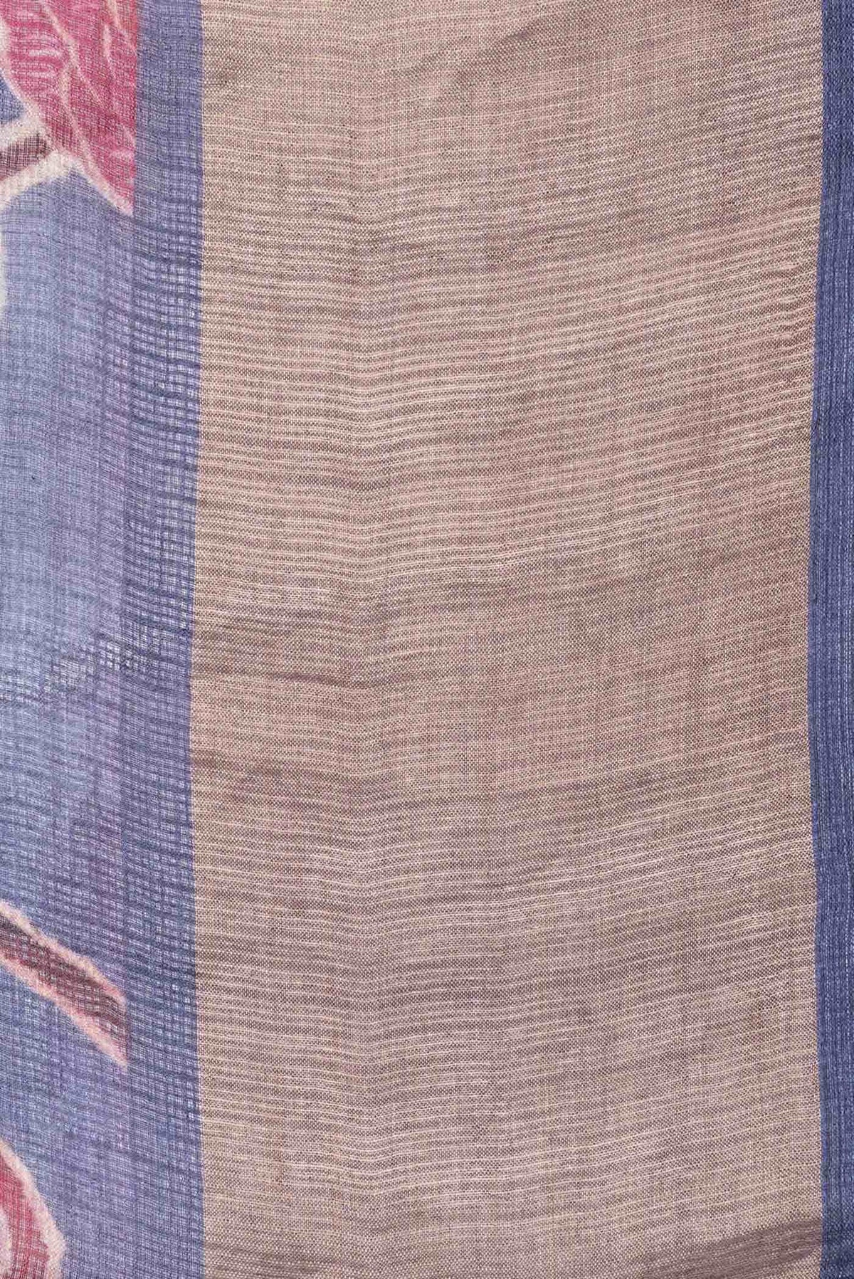 Navy Blue Tussar Silk Saree