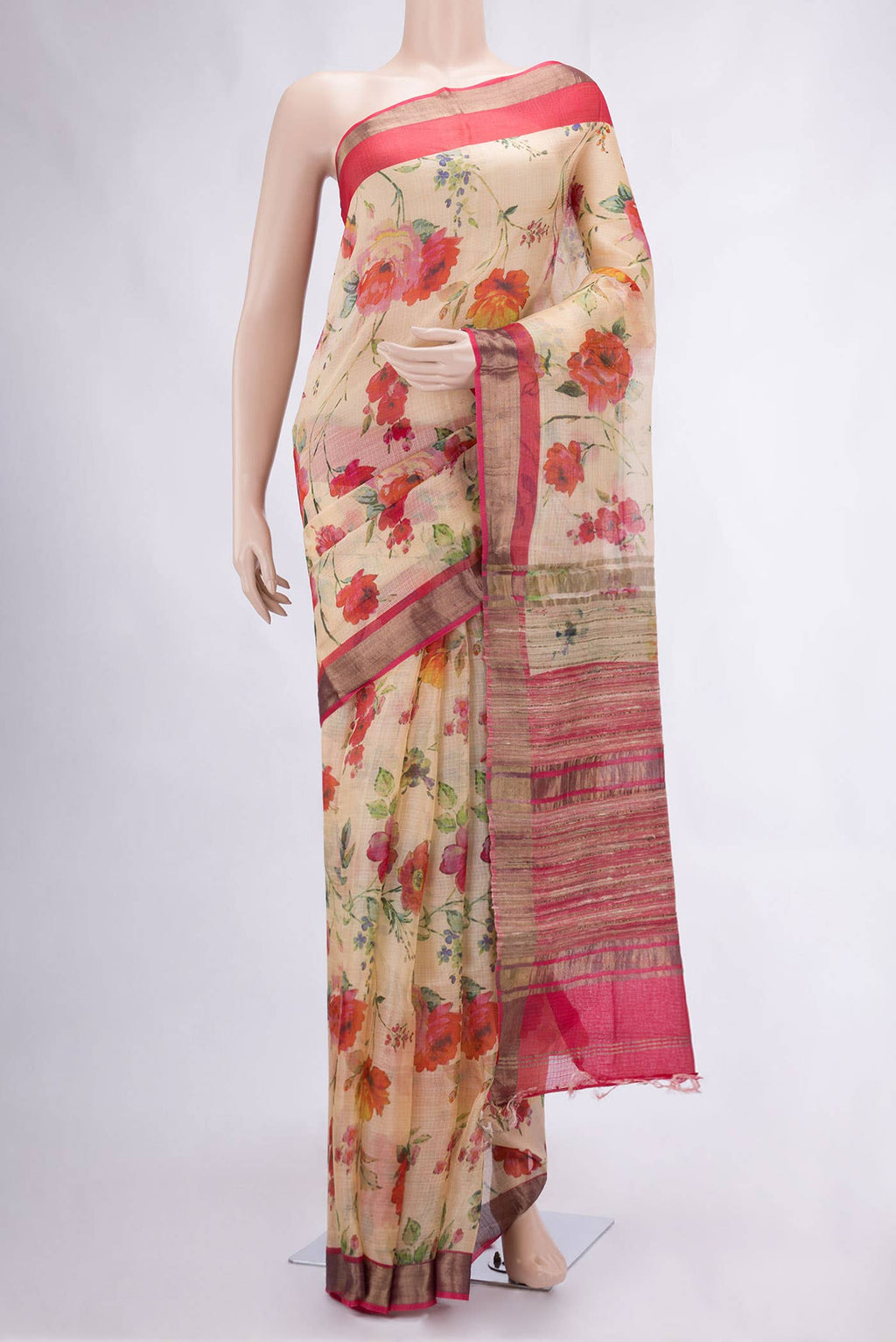 Sandal Tussar Silk Saree