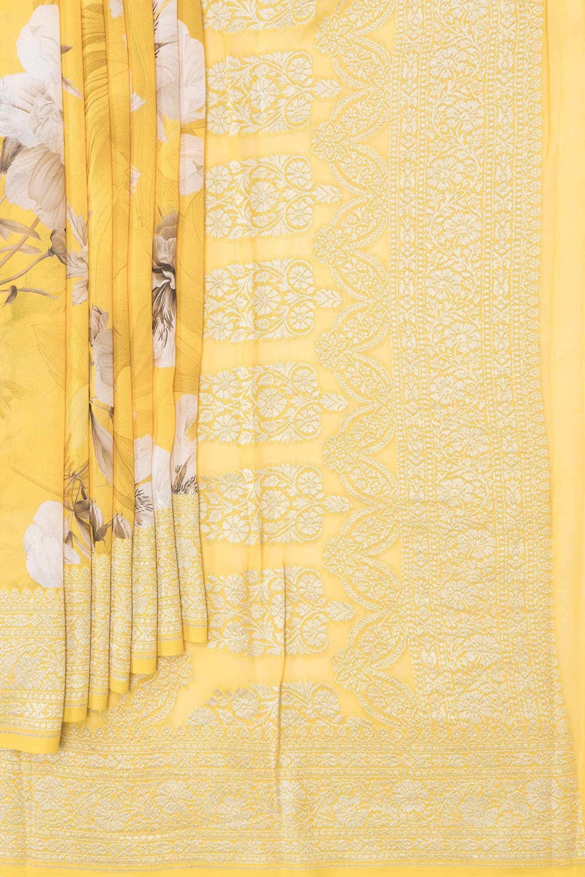 Yellow Dual Tone Tussar Silk Saree
