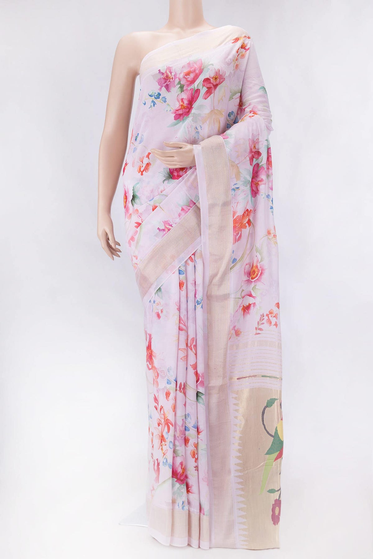 Pure Silk Pure Zari Pink Dual Tone Linen Saree