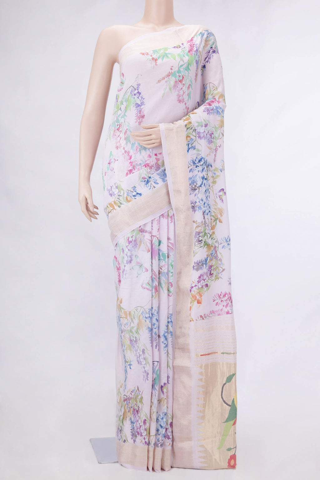 Pink Linen Saree