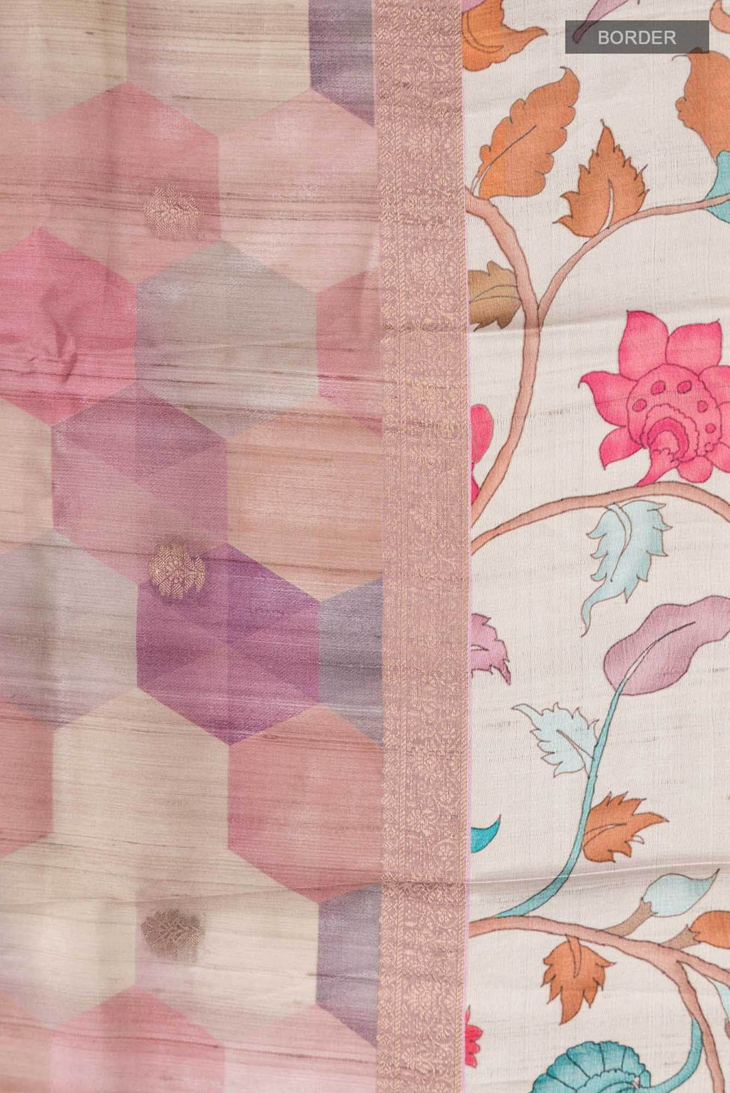 Mauve Bhagalpuri Tussar Silk Saree