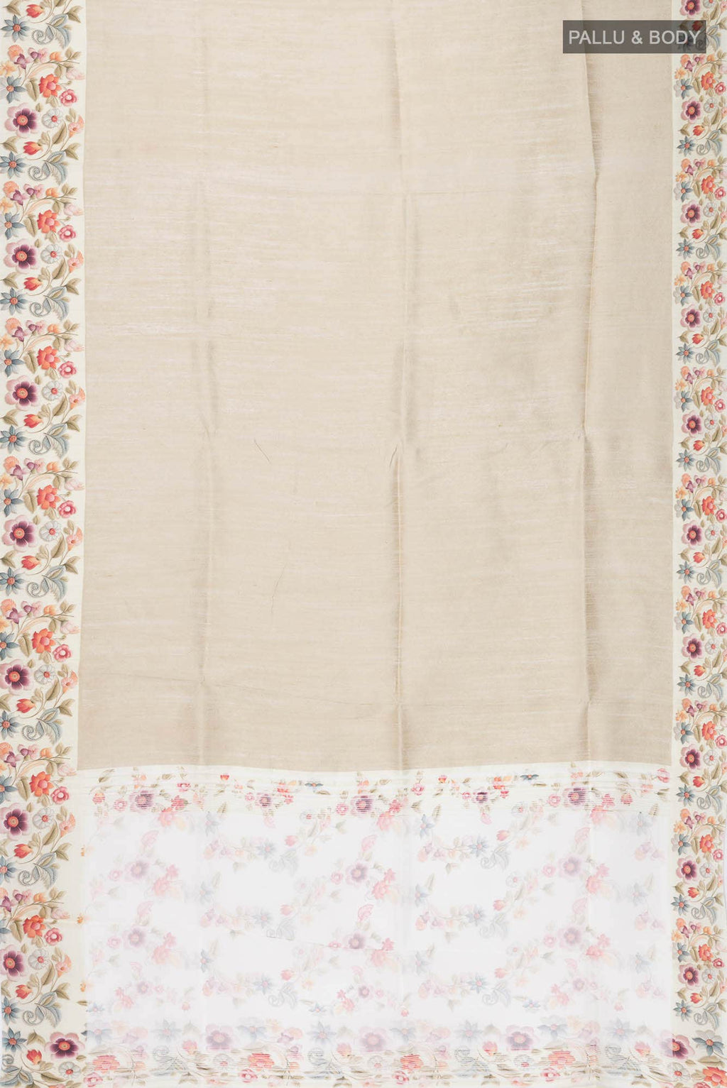 Beige Tussar Silk Saree