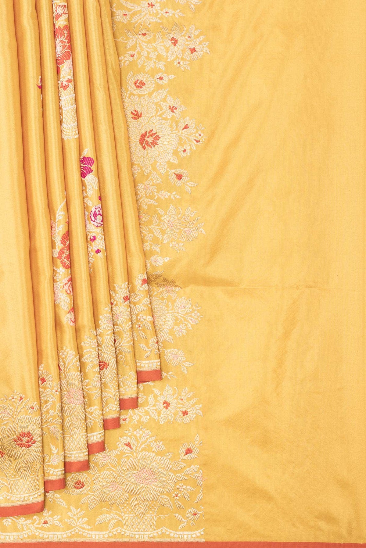 Yellow Dual Tone Banarasi Silk Saree