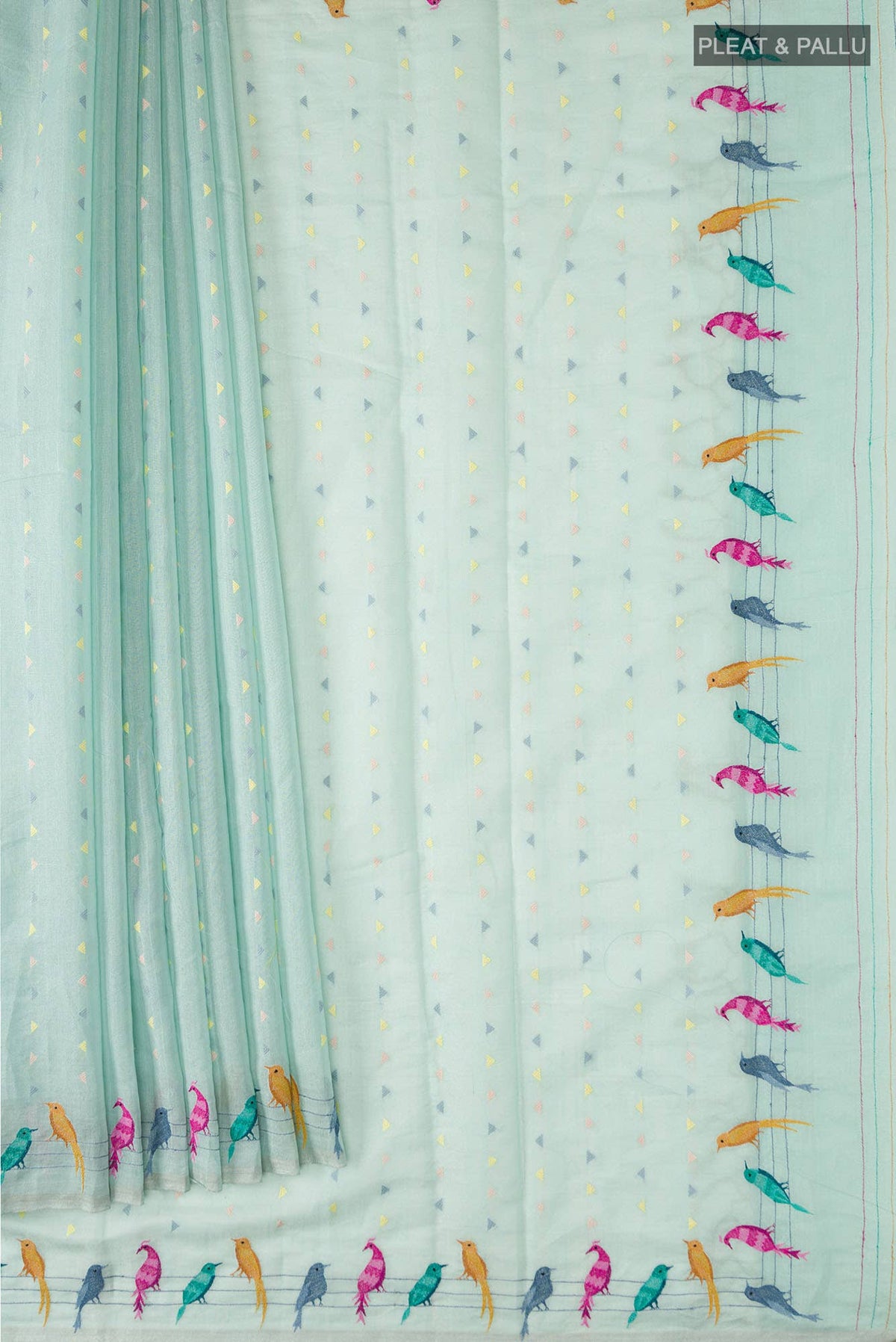 Sea Green Chanderi Silk Cotton Saree