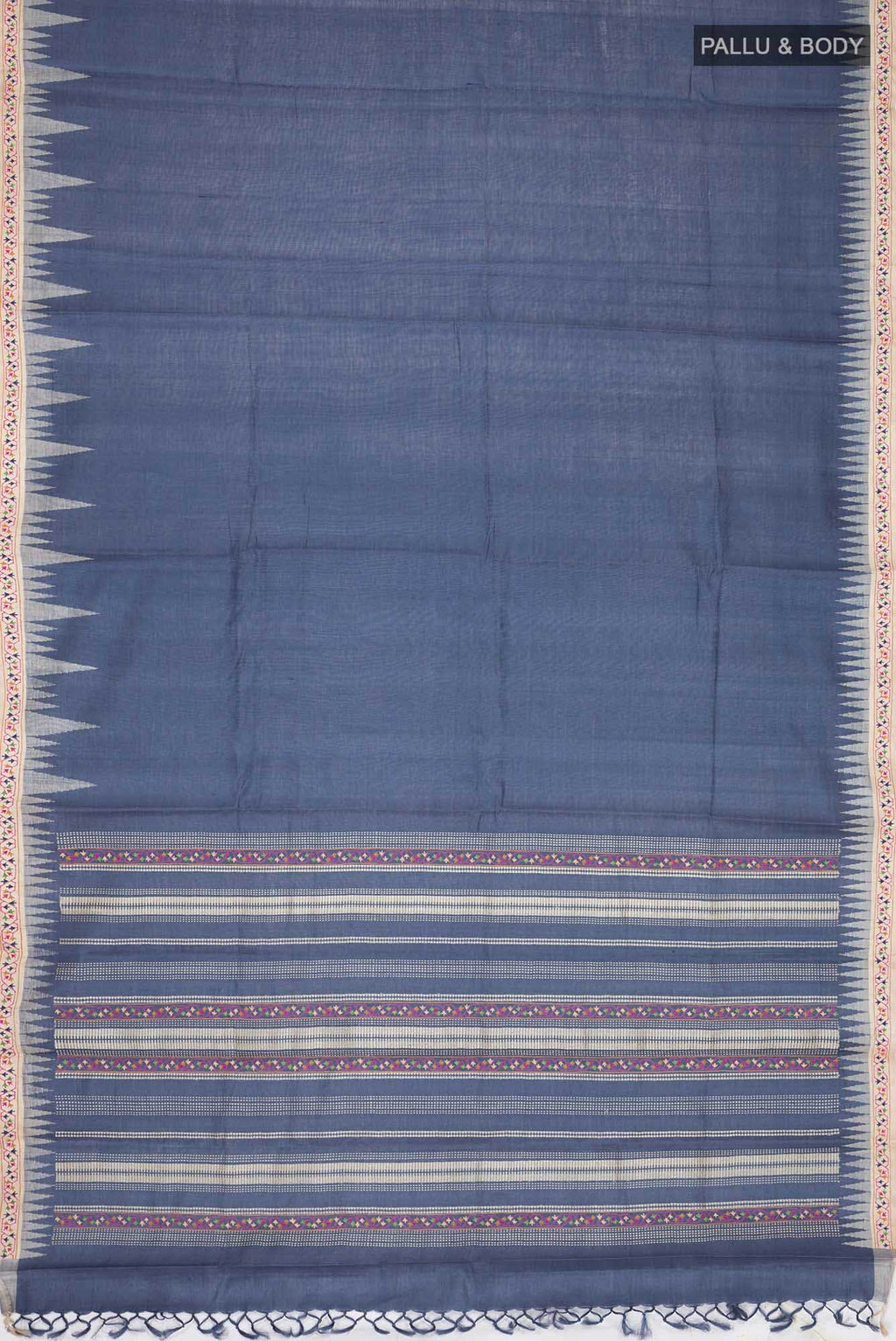 Blue Tussar Silk Saree