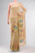 Beige Tussar Silk Saree