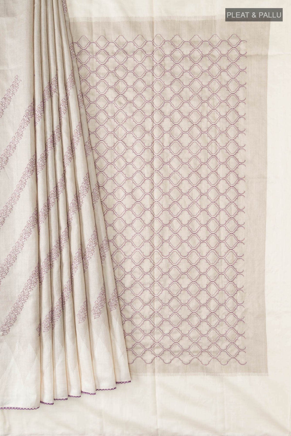 Beige Bhagalpuri Tussar Silk Saree