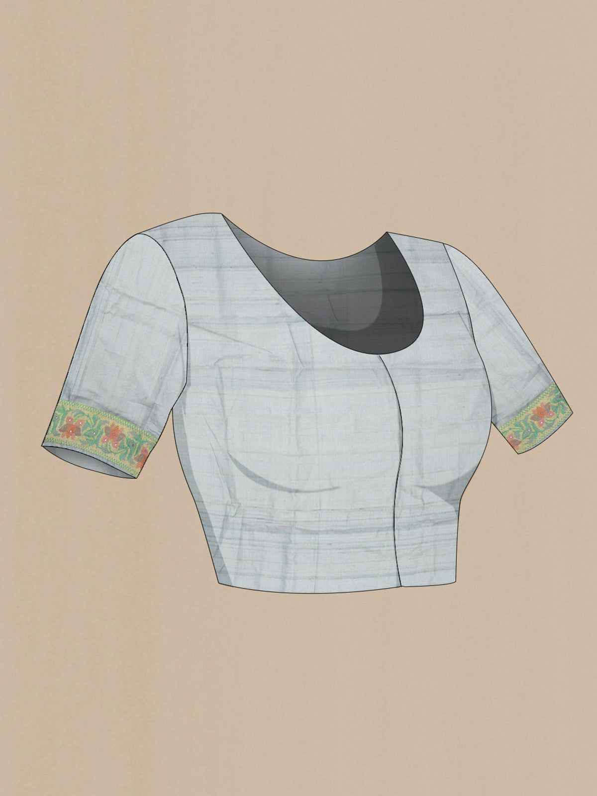 Grey Tussar Silk Saree