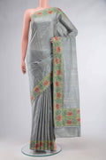 Grey Tussar Silk Saree