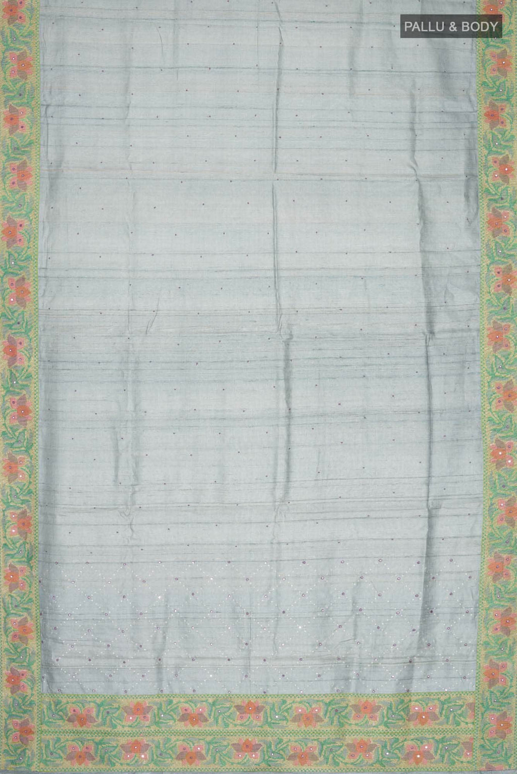 Grey Tussar Silk Saree