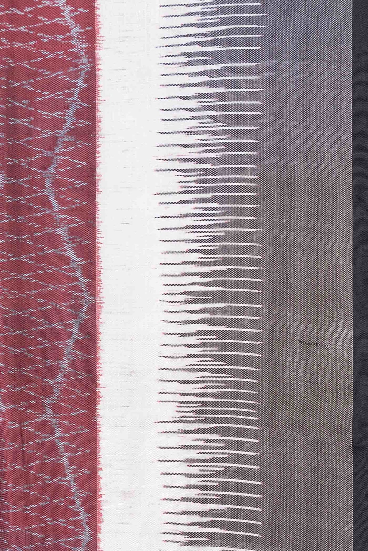 Pure Silk Pure Zari Maroon Dual Tone Double Ikat Saree