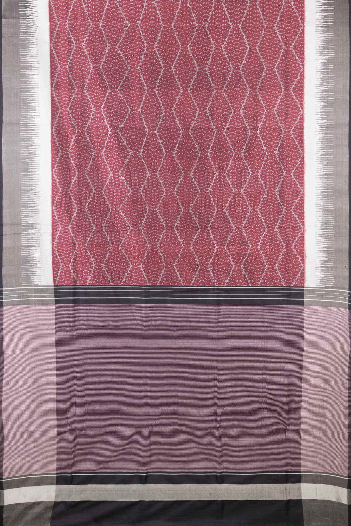 Pure Silk Pure Zari Maroon Dual Tone Double Ikat Saree