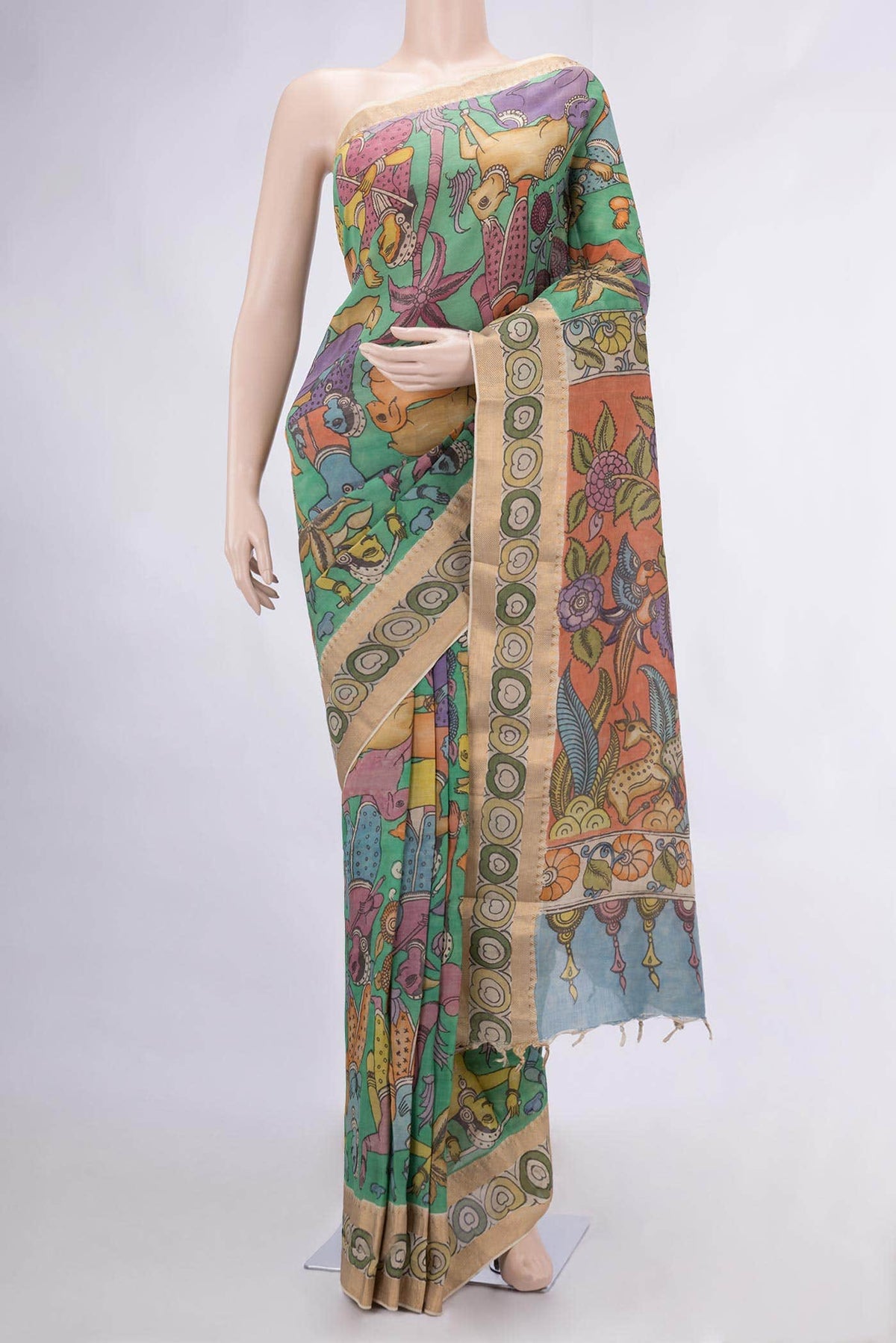 Sea Green Dual Tone Tussar Silk Saree