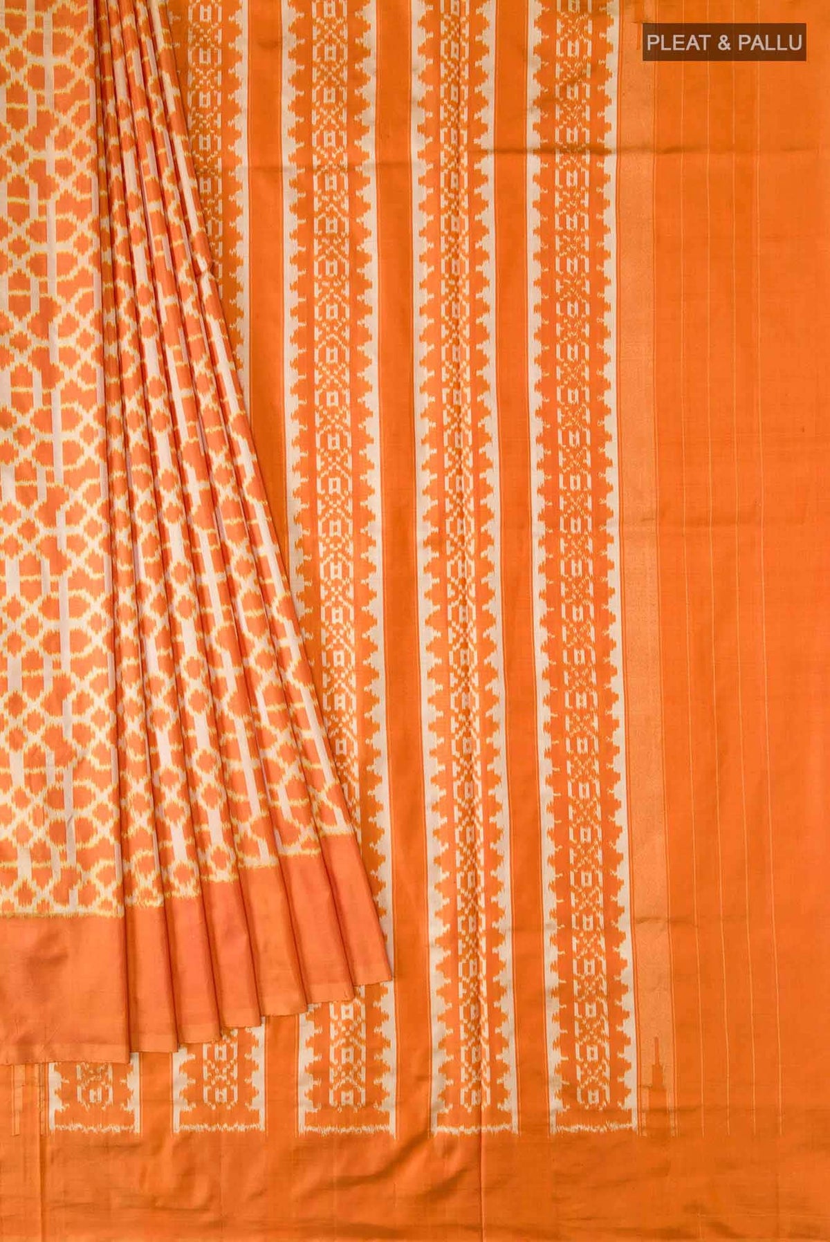 Orange Pochampally Silk Saree