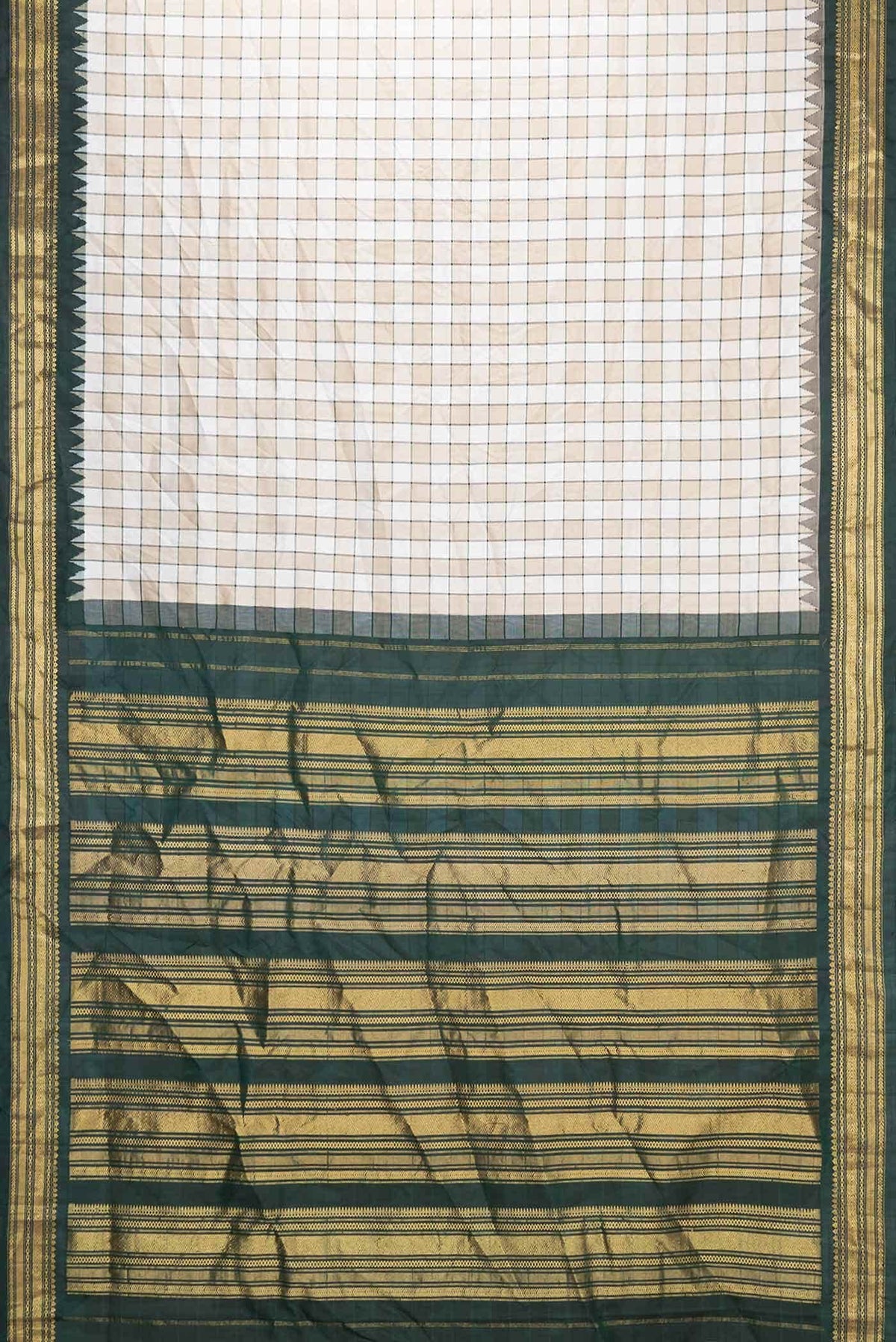 Off White and Beige Dual Tone Gadwal Silk Saree
