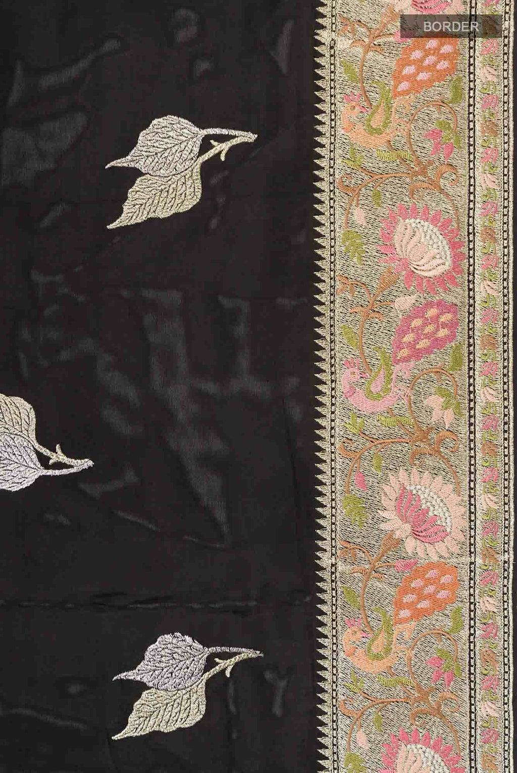 Black Mysore Crepe Saree