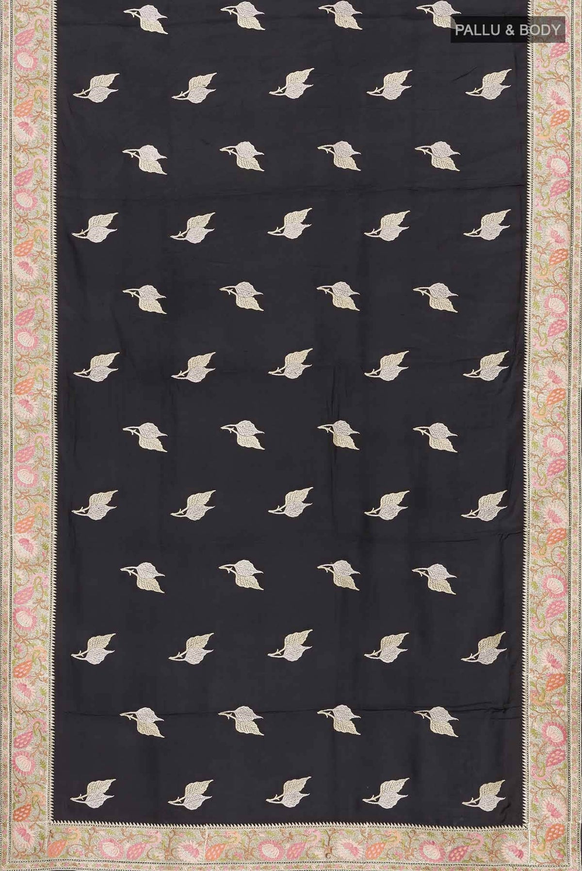 Black Mysore Crepe Saree