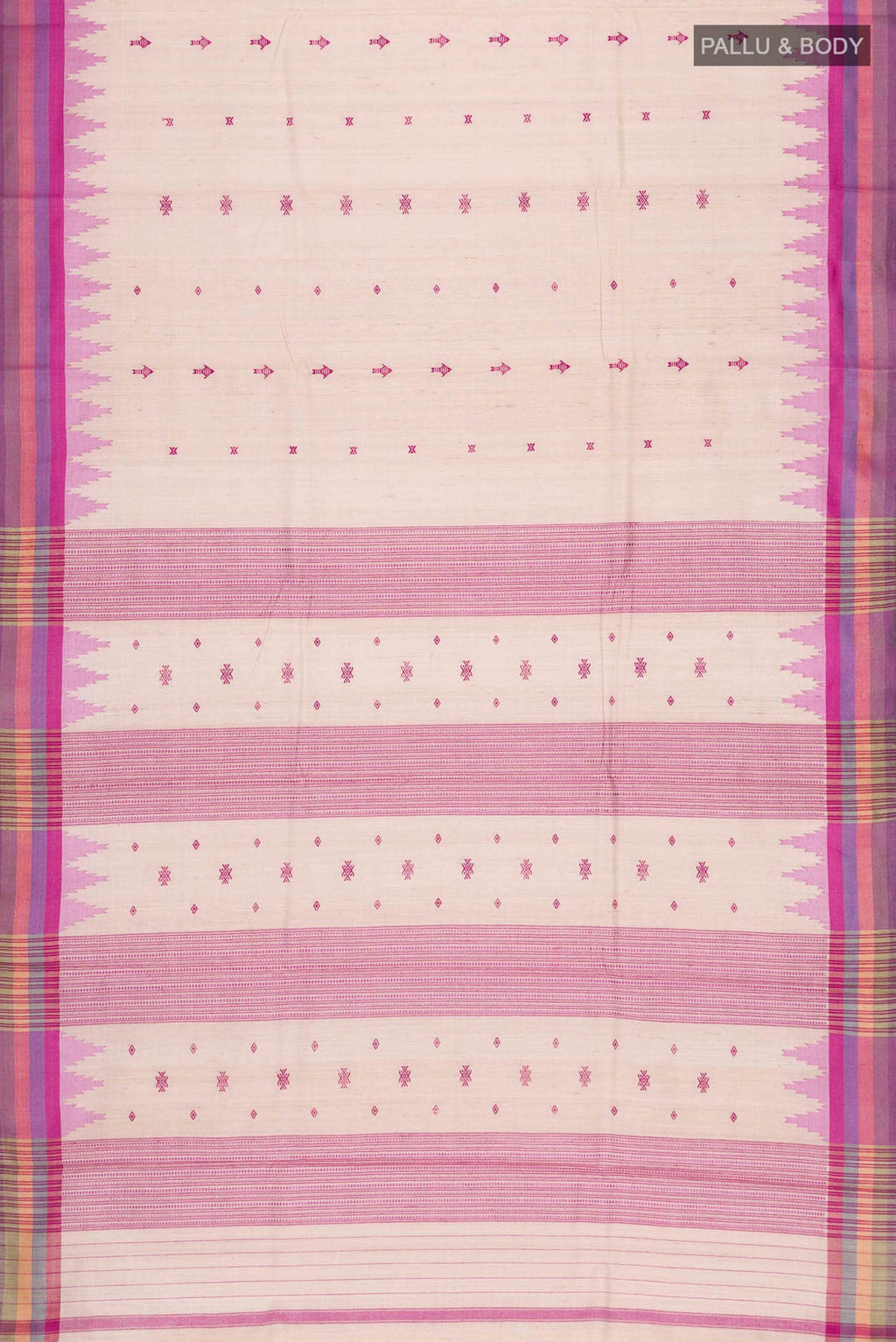 Beige Bhagalpuri Tussar Silk Saree