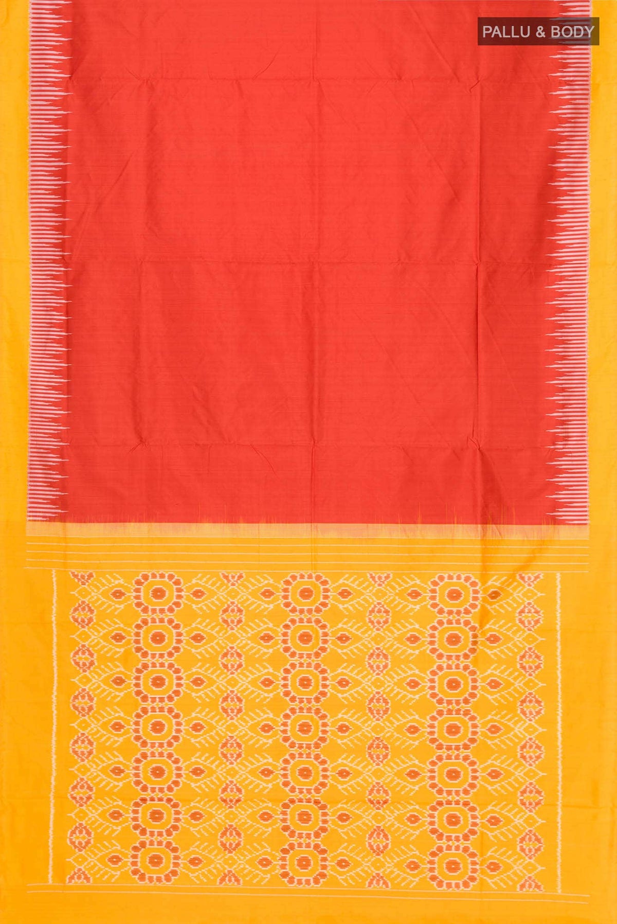 Orange Pochampally Silk Saree