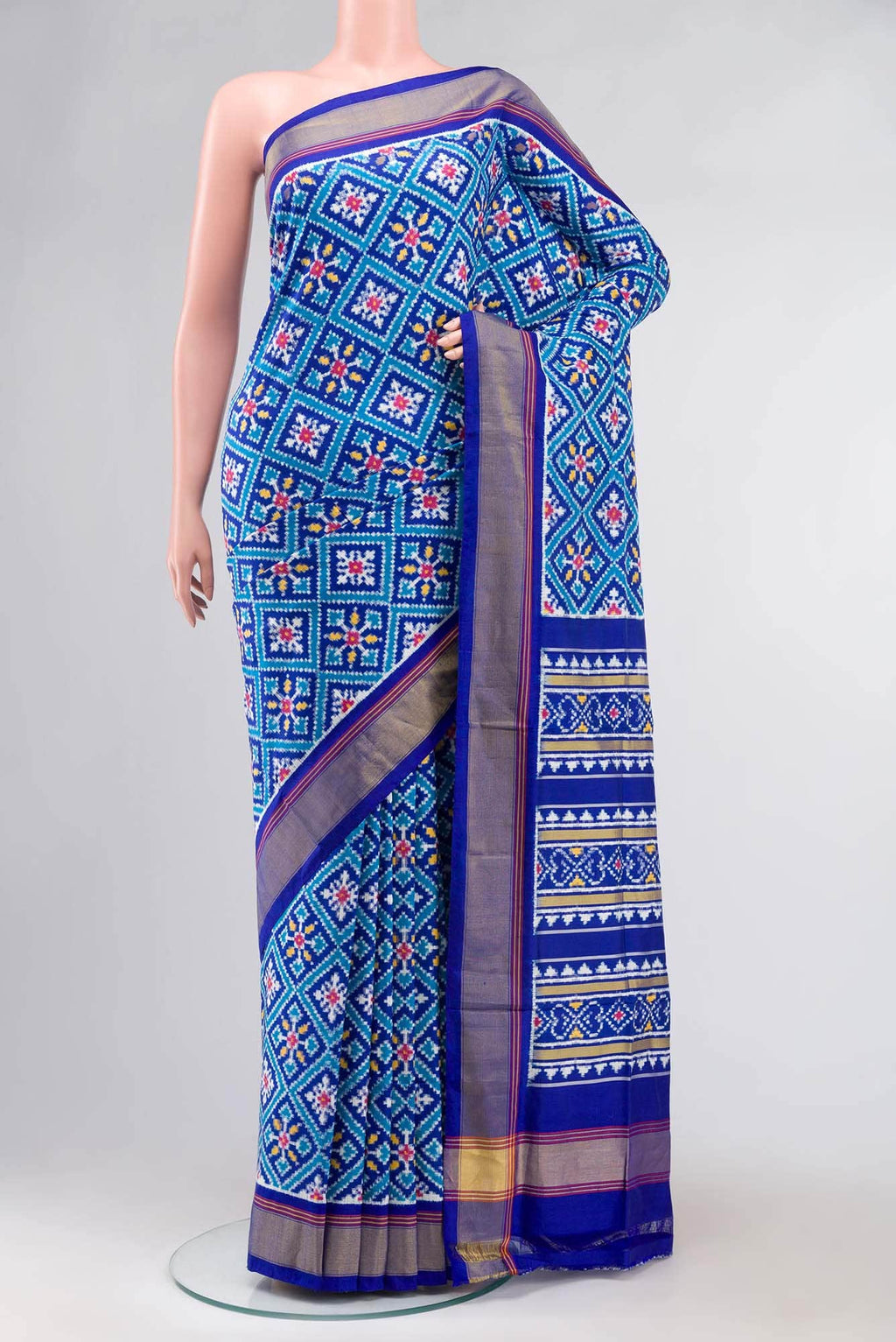 Blue Double Ikat Saree