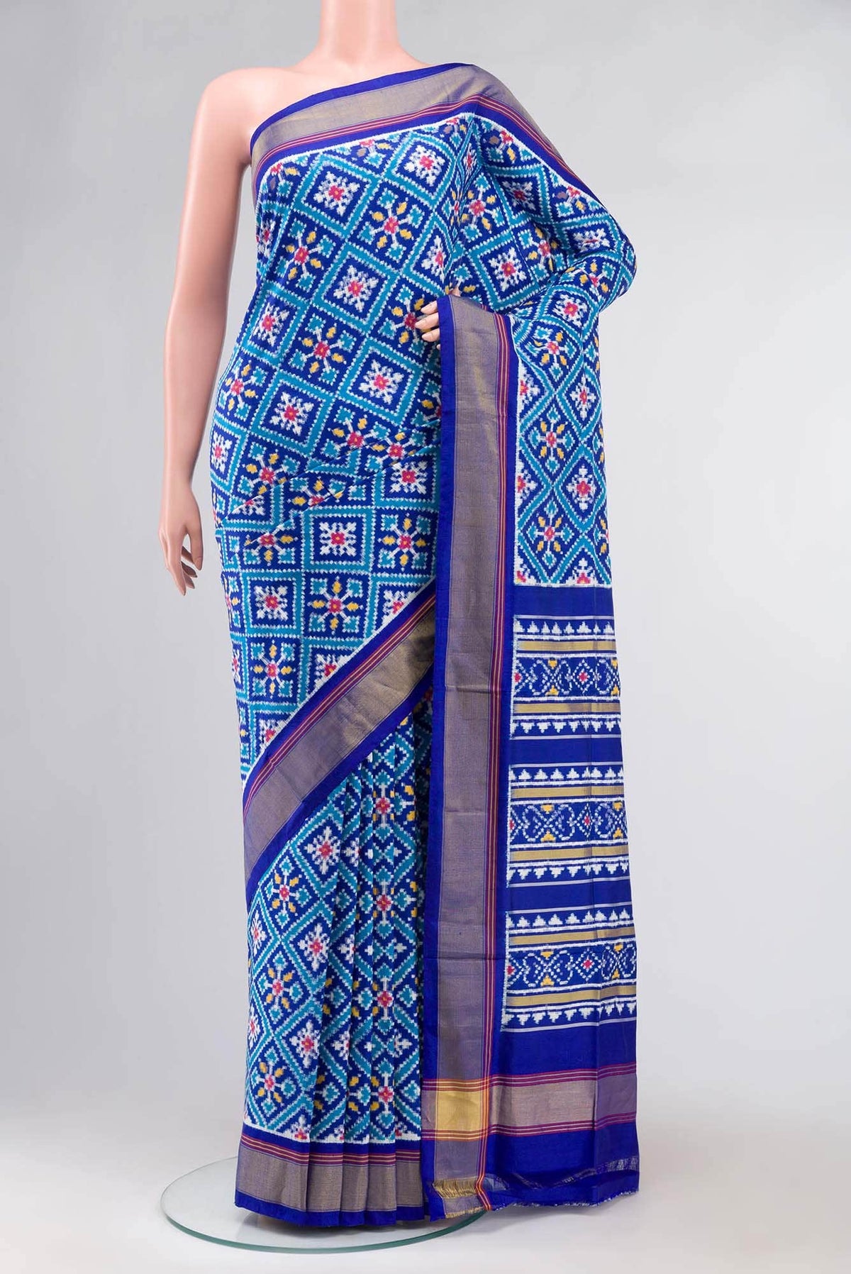 Blue Double Ikat Saree