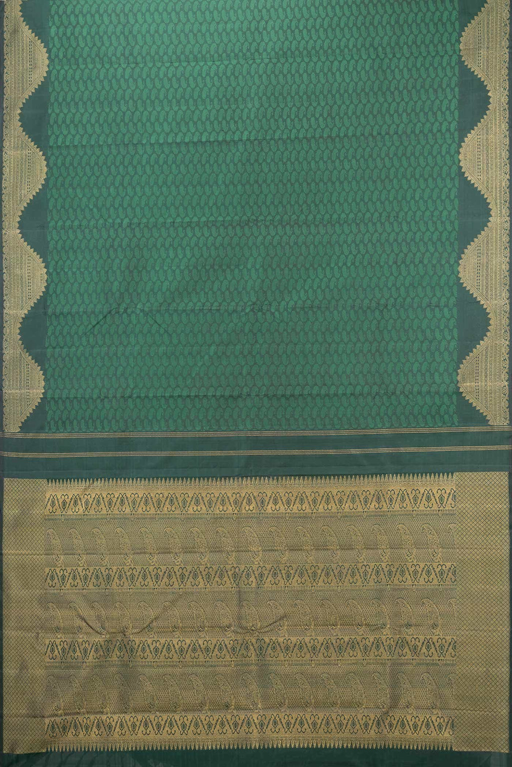Pure Silk Pure Zari Green Dual Tone Kanchipuram Saree
