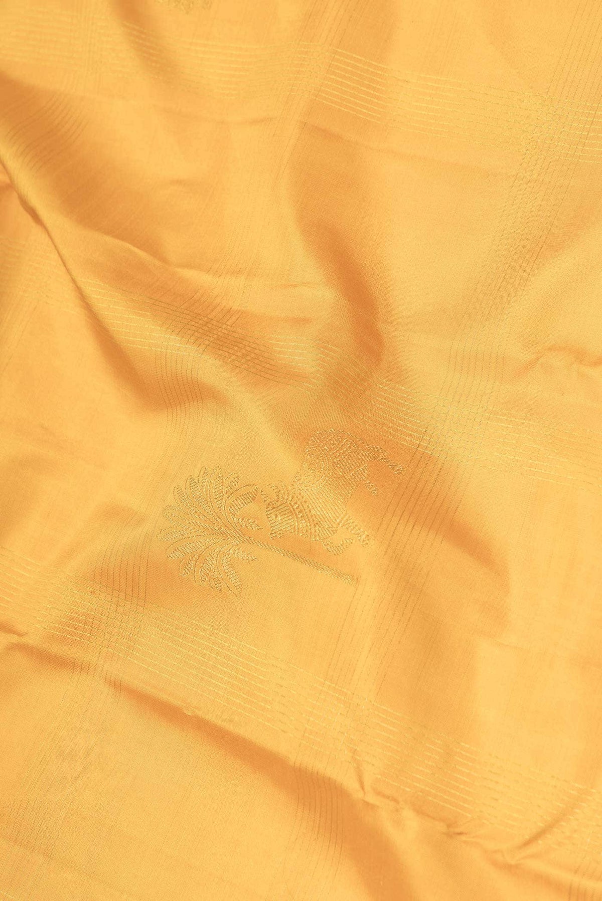 Pure Silk Pure Zari Mustard Dual Tone Kanchipuram Saree