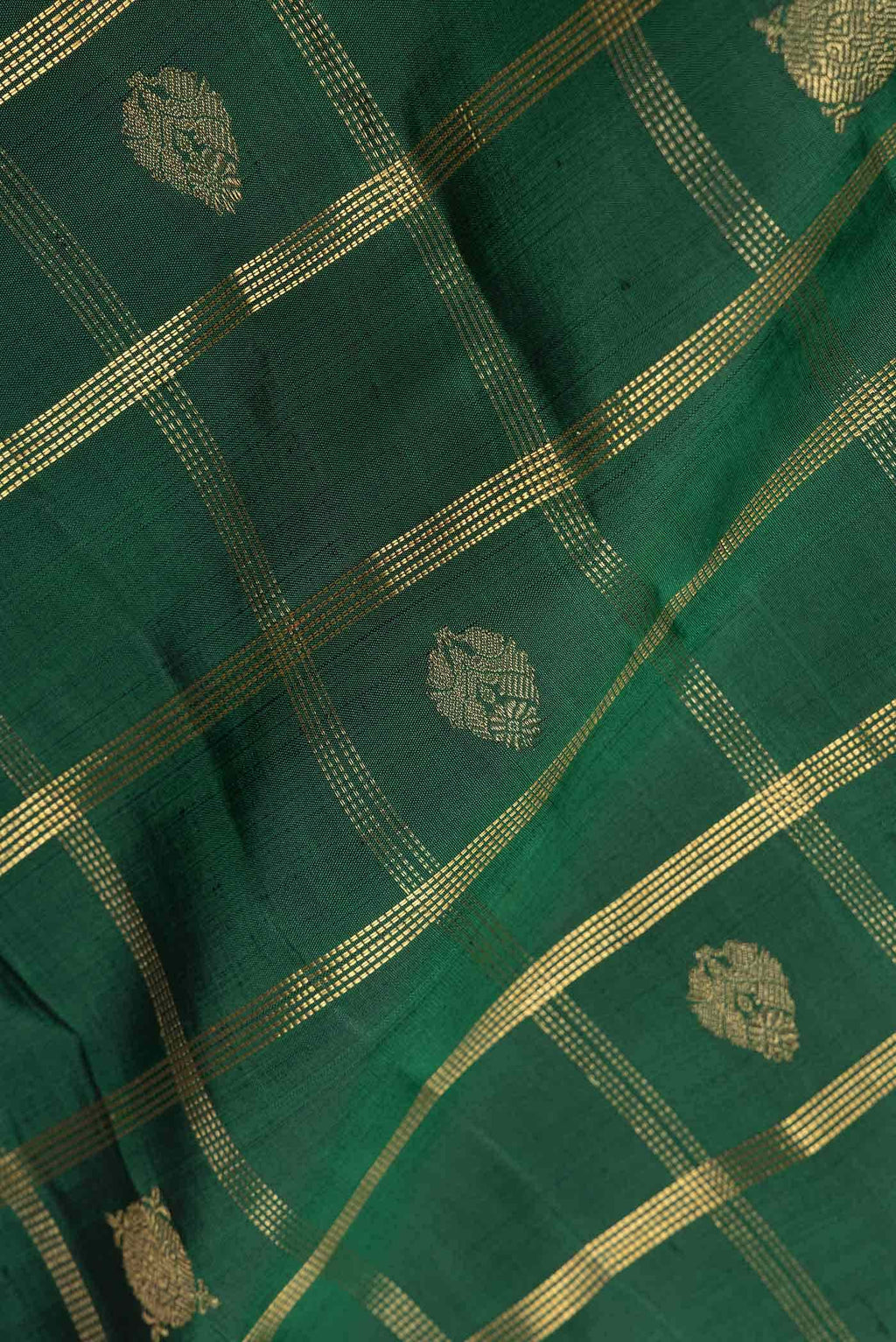 Pure Silk Pure Zari Green Dual Tone Kanjivaram Saree