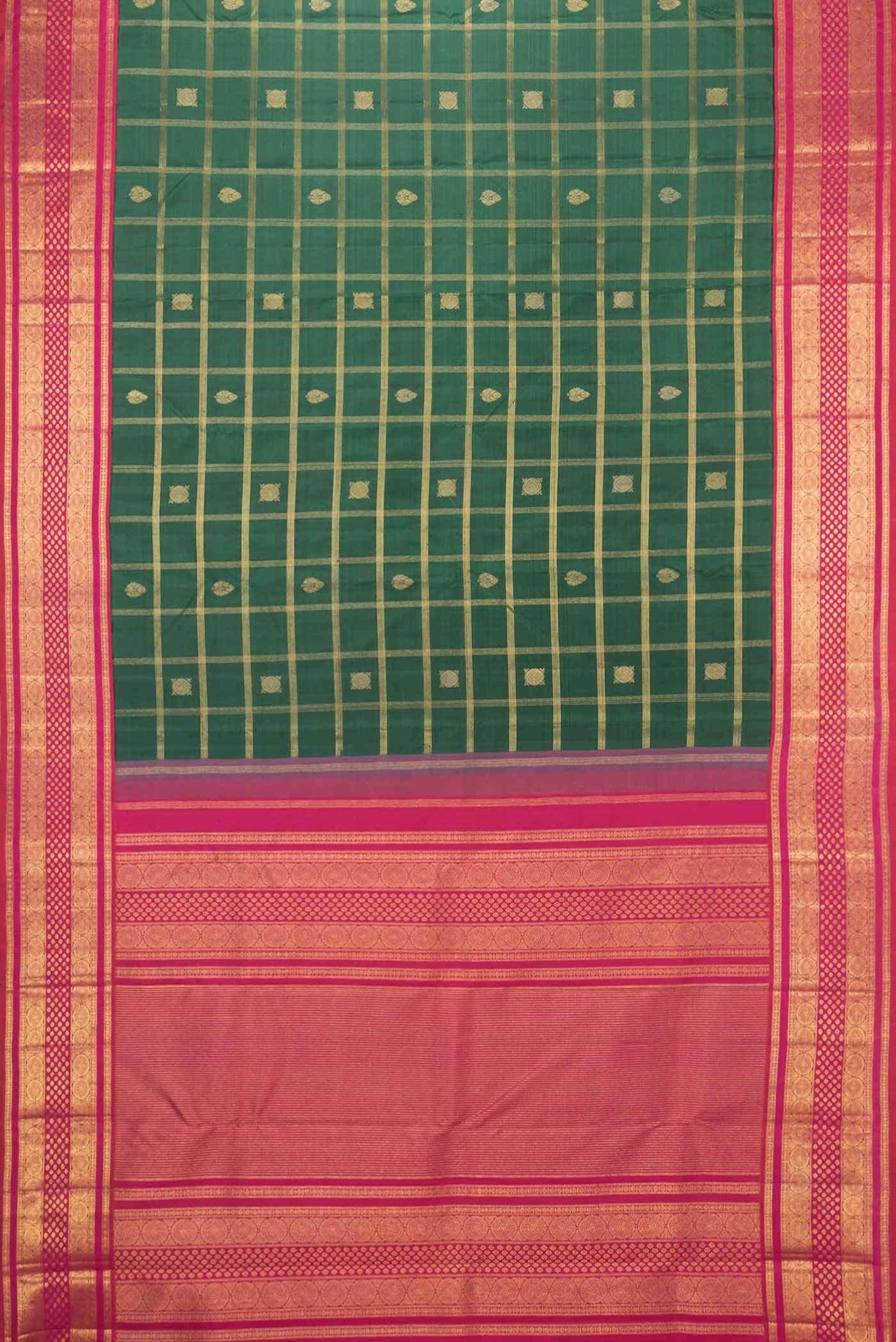 Pure Silk Pure Zari Green Dual Tone Kanjivaram Saree
