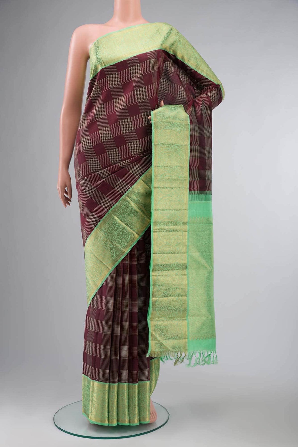 Pure Silk Pure Zari Maroon Kanchipuram Saree