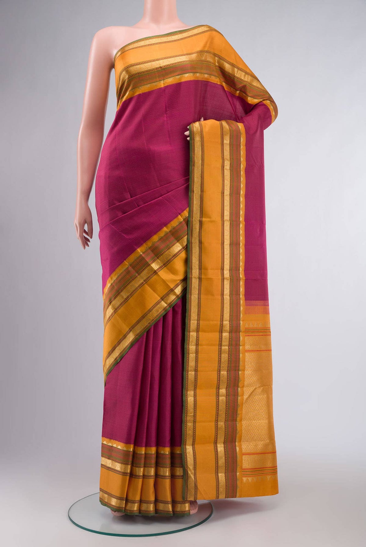 Pure Silk Pure Zari Magenta Kanchipuram Saree