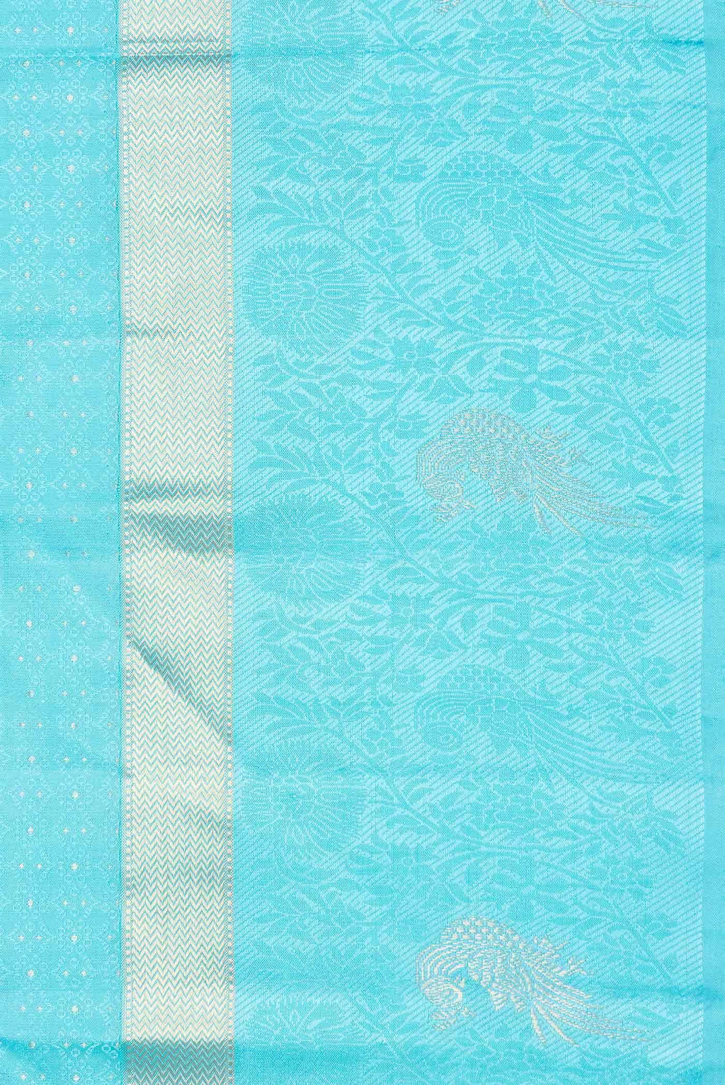 Pure Silk Pure Zari Sky Blue Dual Tone Kanchipuram Saree