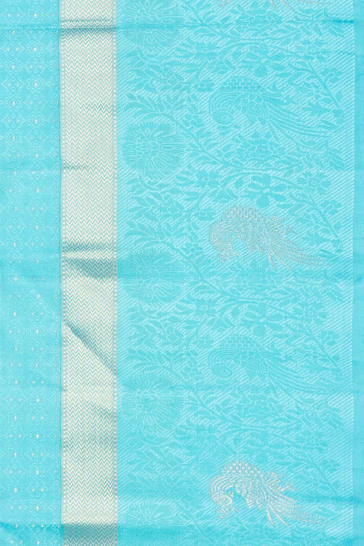 Pure Silk Pure Zari Sky Blue Dual Tone Kanchipuram Saree