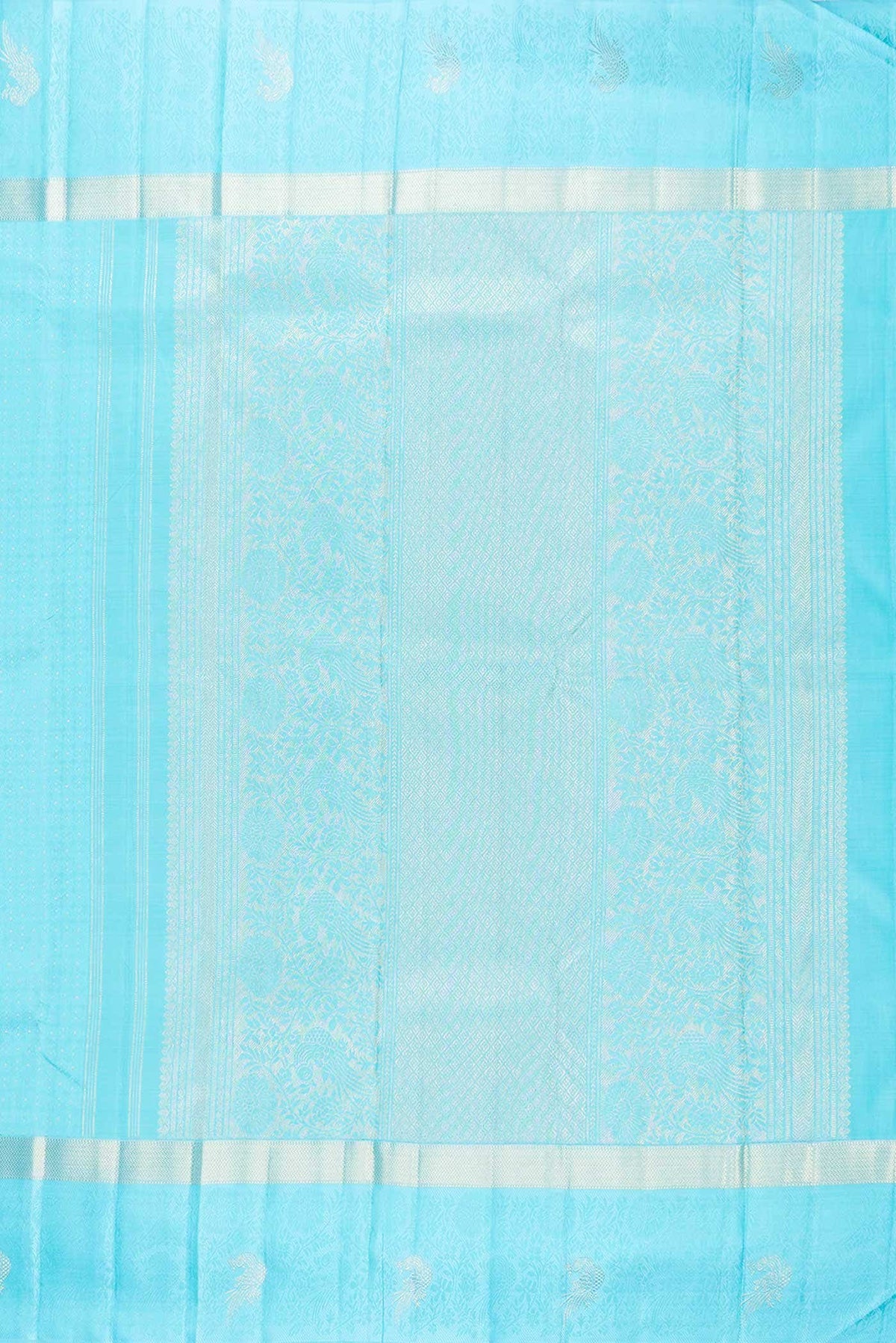 Pure Silk Pure Zari Sky Blue Dual Tone Kanchipuram Saree