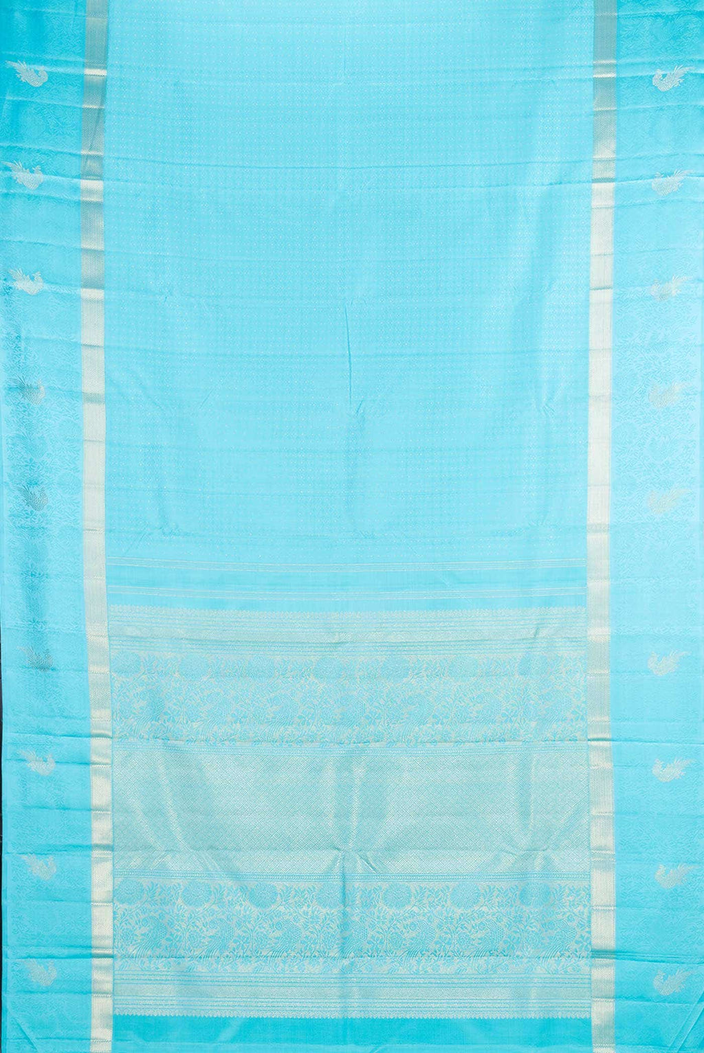 Pure Silk Pure Zari Sky Blue Dual Tone Kanchipuram Saree