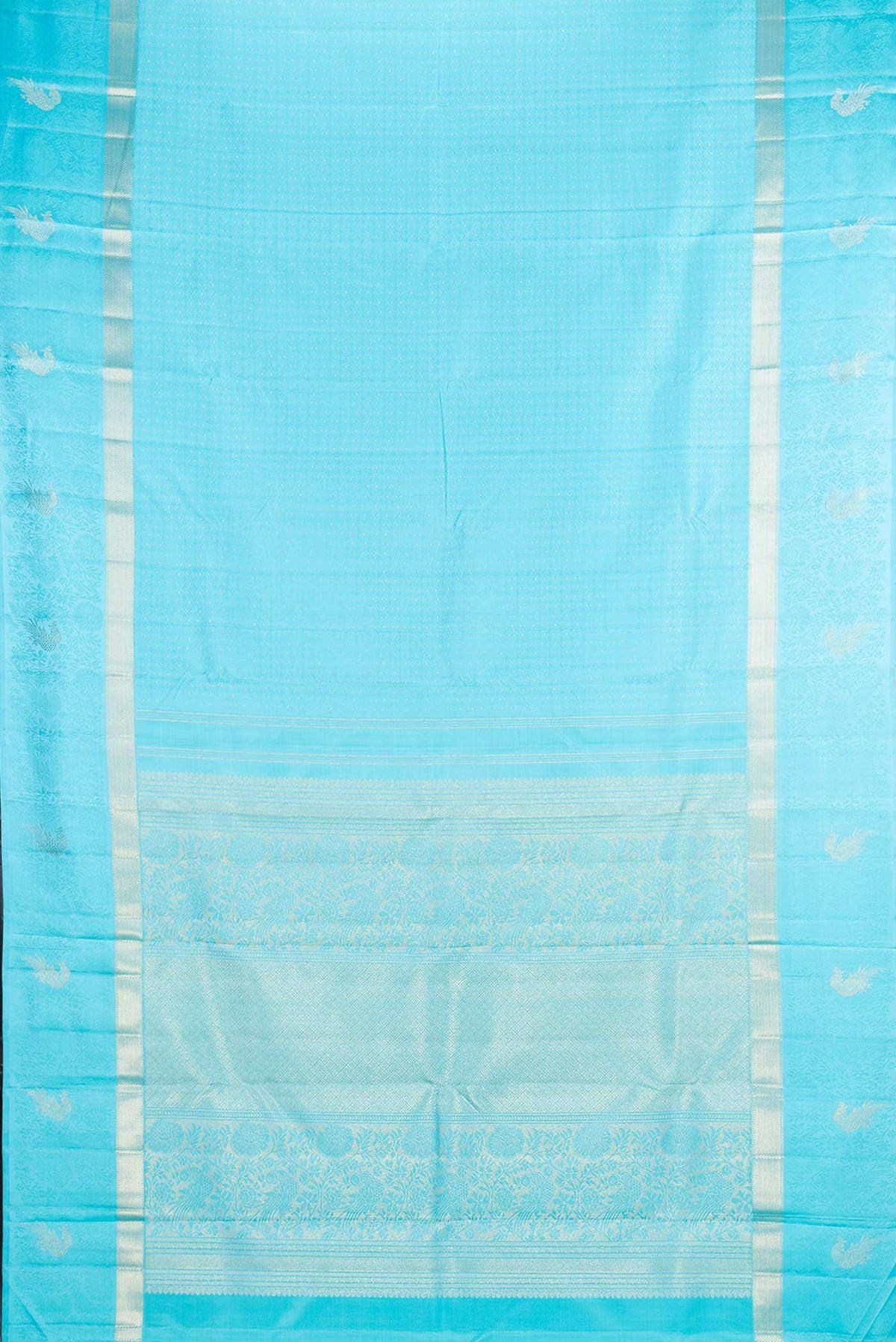 Pure Silk Pure Zari Sky Blue Dual Tone Kanchipuram Saree
