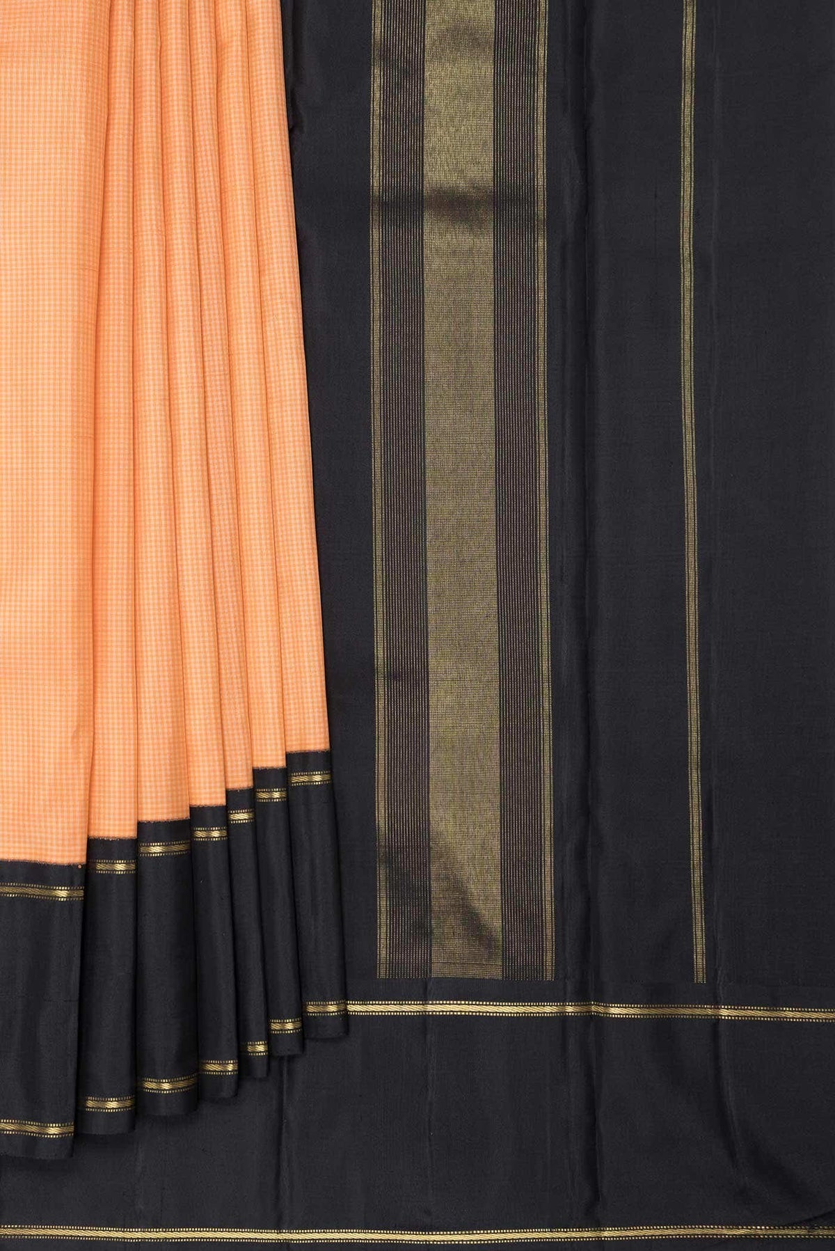Pure Silk Pure Zari Peach Dual Tone Kanjivaram Saree