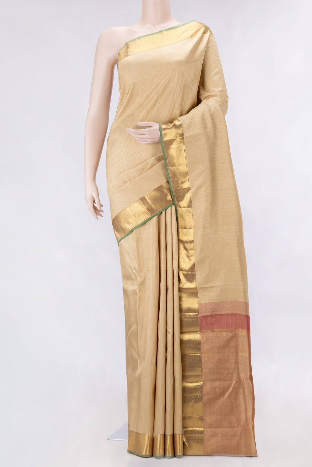 Pure Silk Pure Zari Sandal Dual Tone Kanchipuram Saree