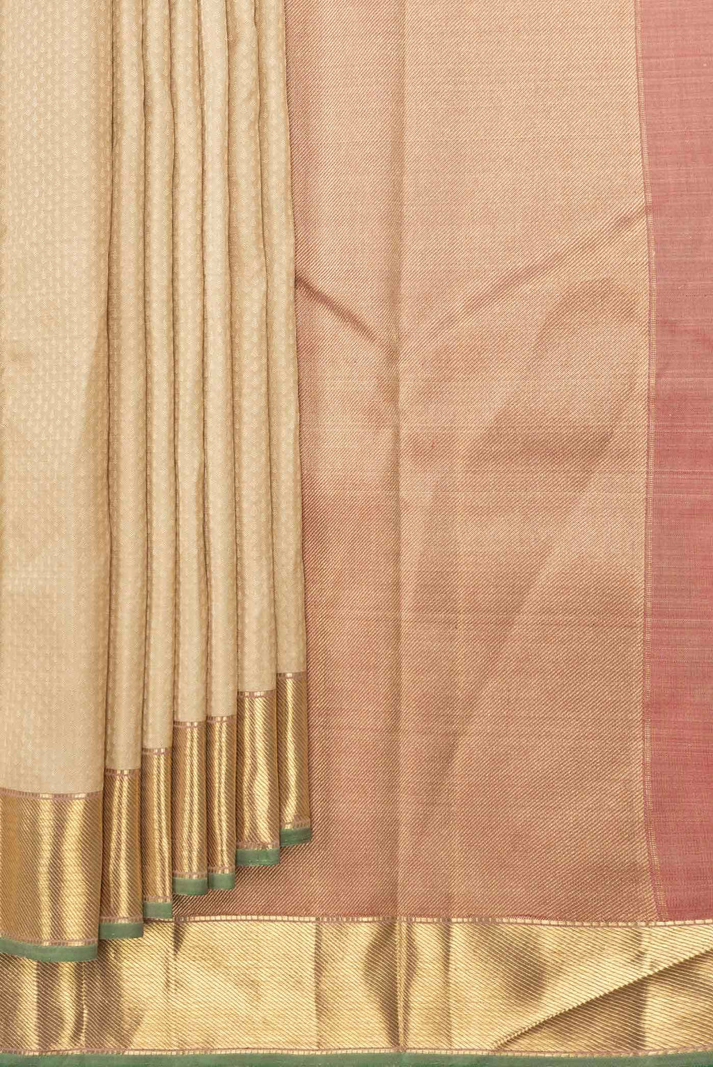 Pure Silk Pure Zari Sandal Dual Tone Kanchipuram Saree