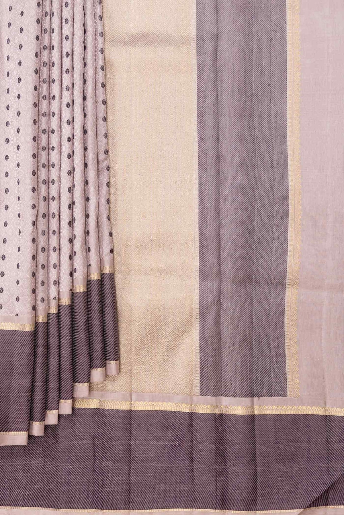 Pure Silk Pure Zari Rose Gold Dual Tone Kanchipuram Saree