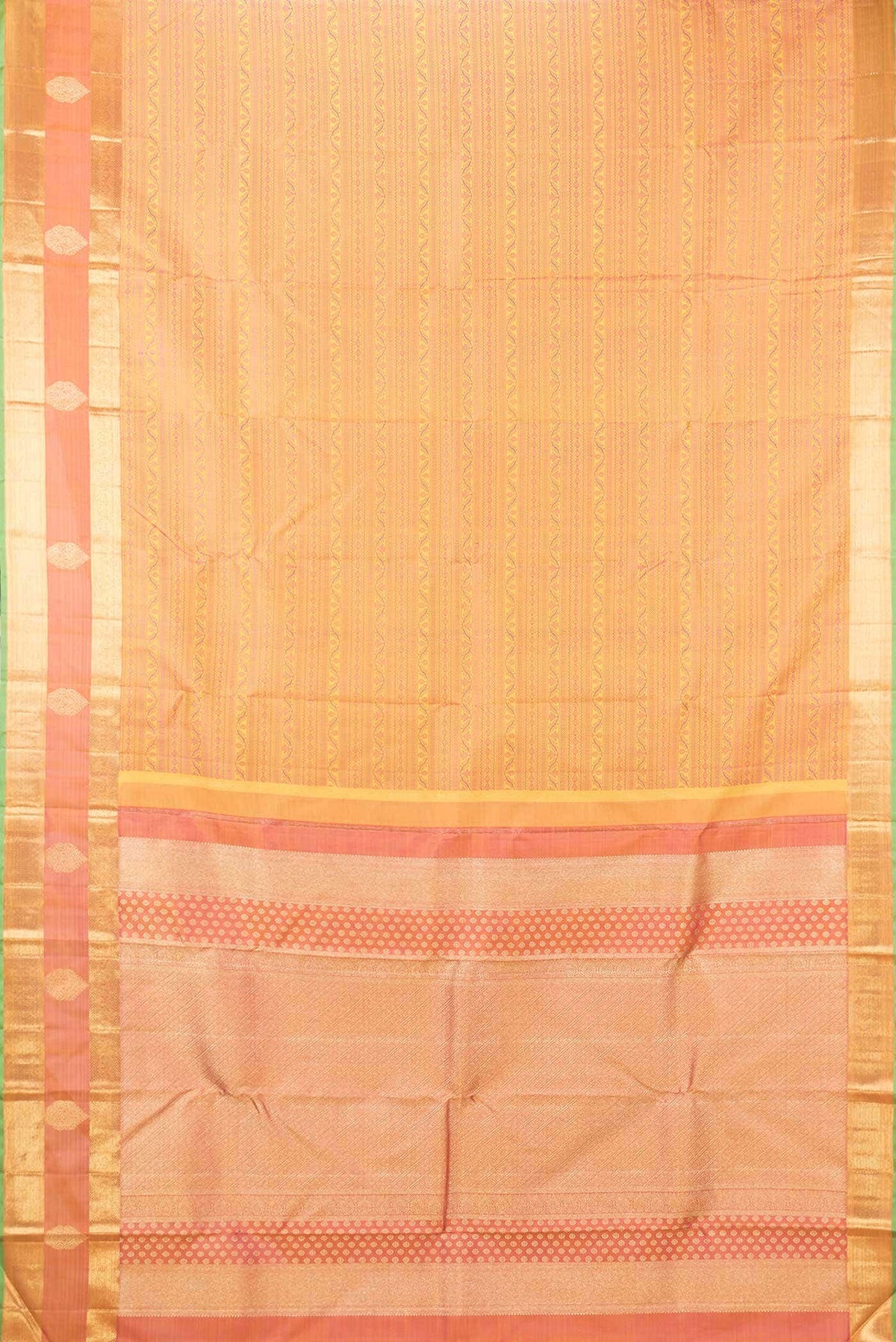 Pure Silk Pure Zari Mustard Dual Tone Kanchipuram Saree