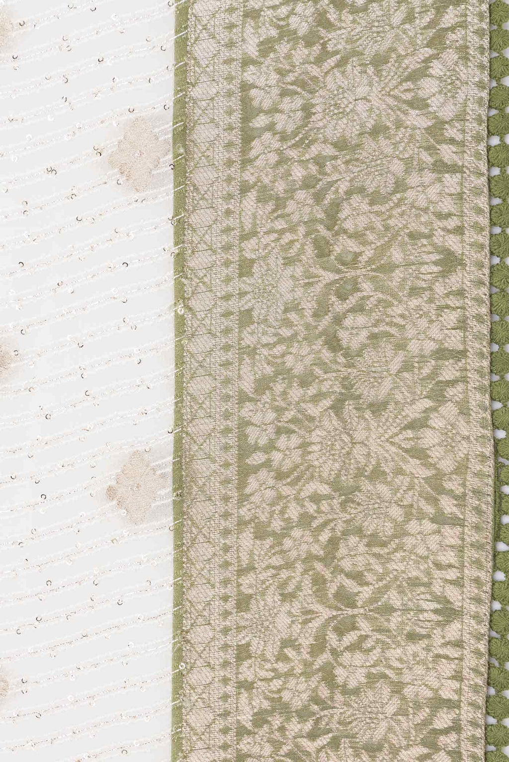 Off White Blended Crepe Saree