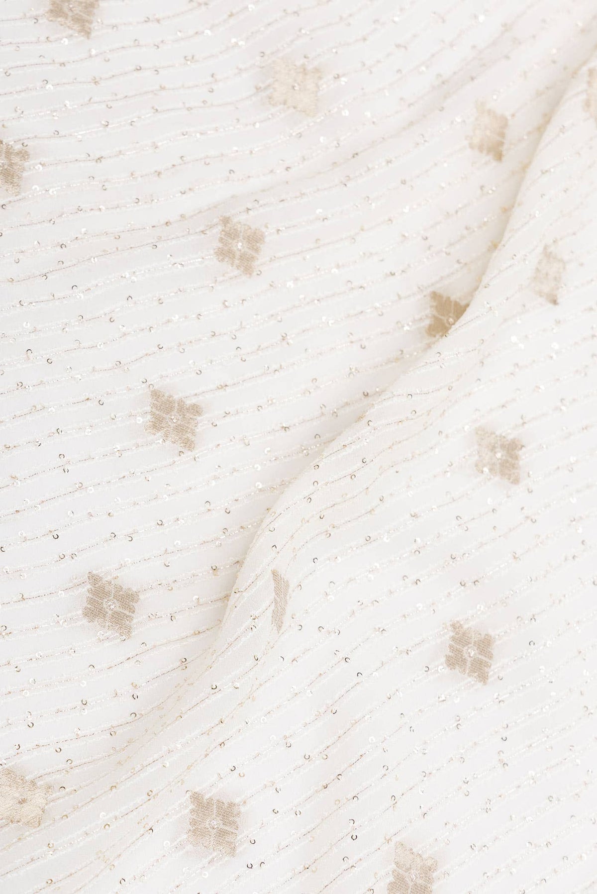 Off White Blended Crepe Saree