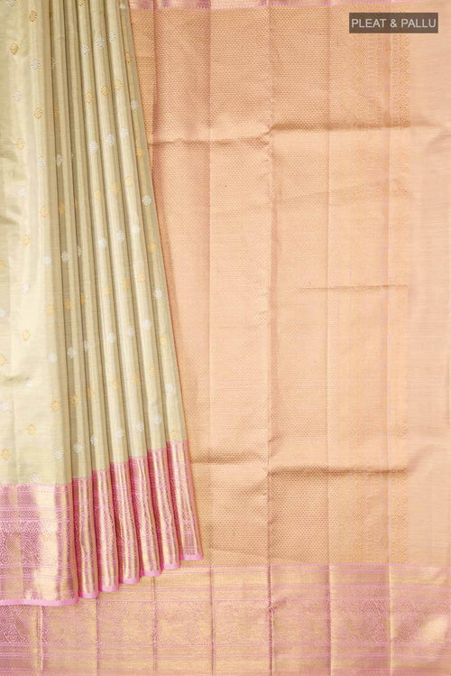 Beige Kanjivaram Tissue Silk Saree