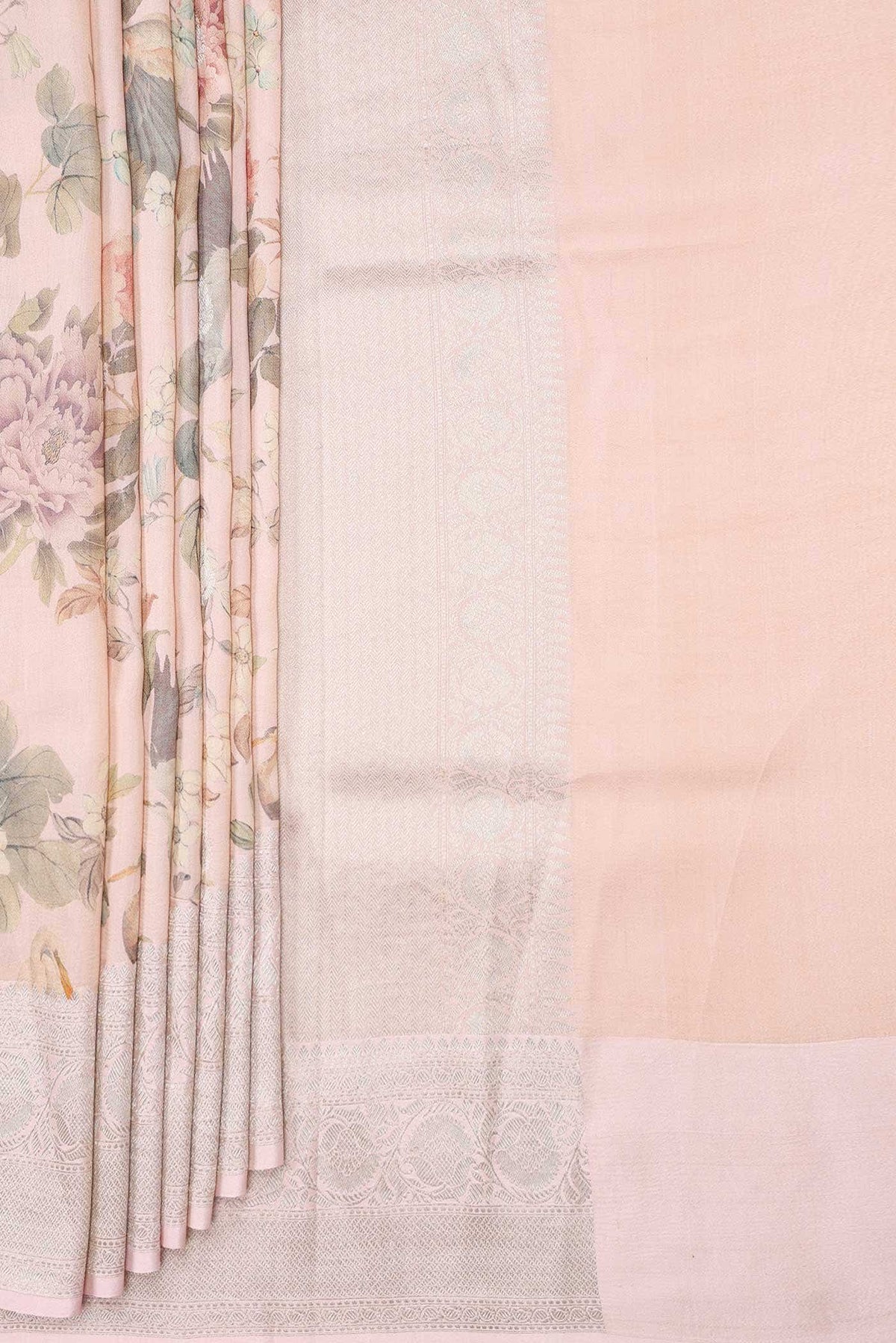 Pink Dual Tone Tussar Silk Saree