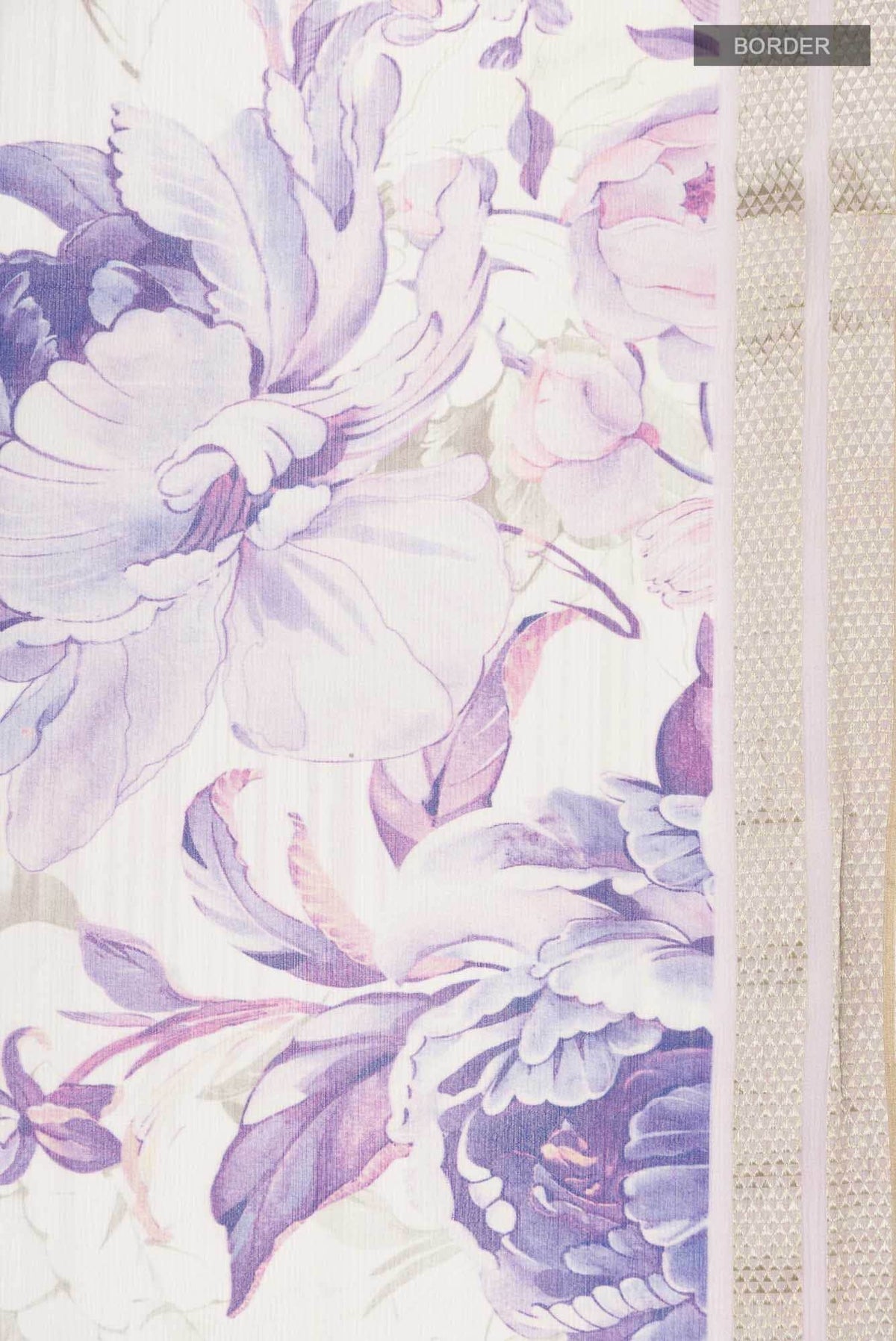 Off White Mysore Chiffon Saree