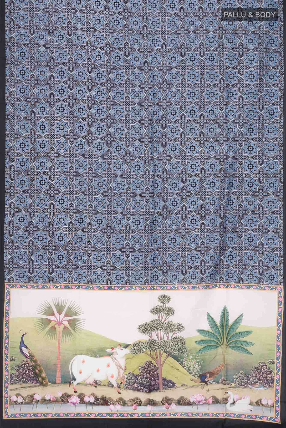 Black Printed Silk Saree