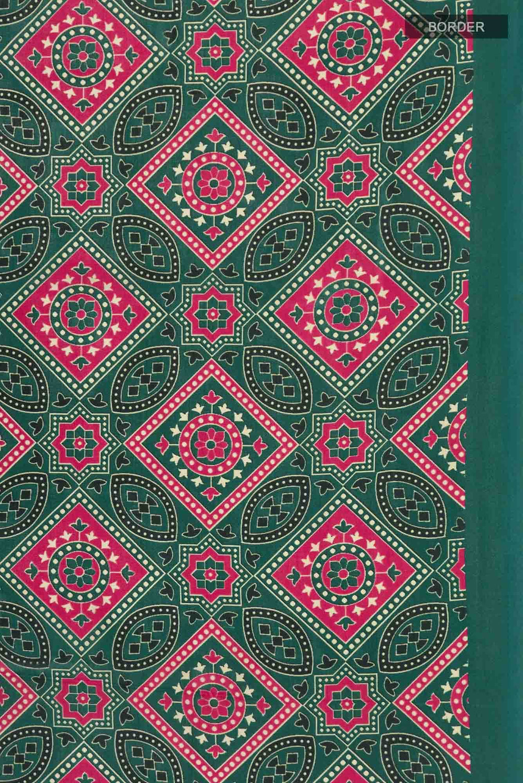 Green Printed Silk Saree